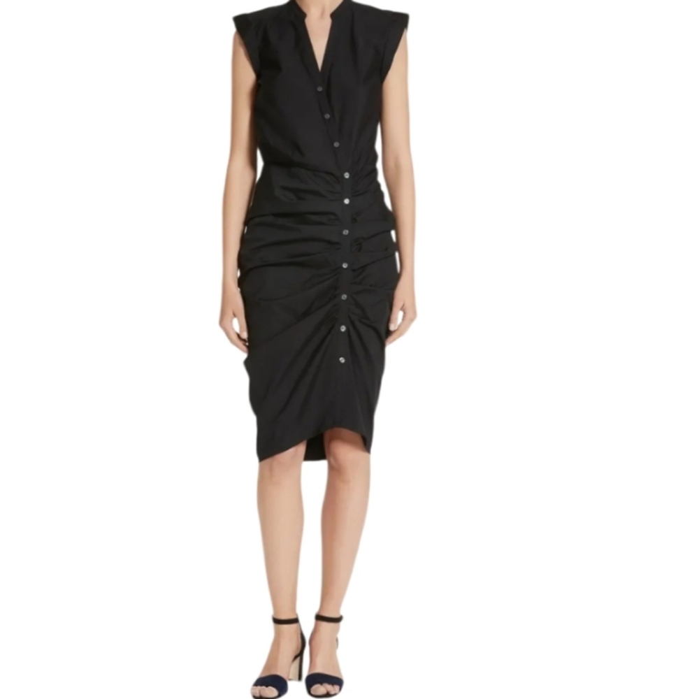Veronica Beard Black Ruched Shirtdress.  Size 4